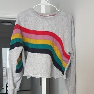 Marine Layer Gray Sweater with Rainbow Stripes